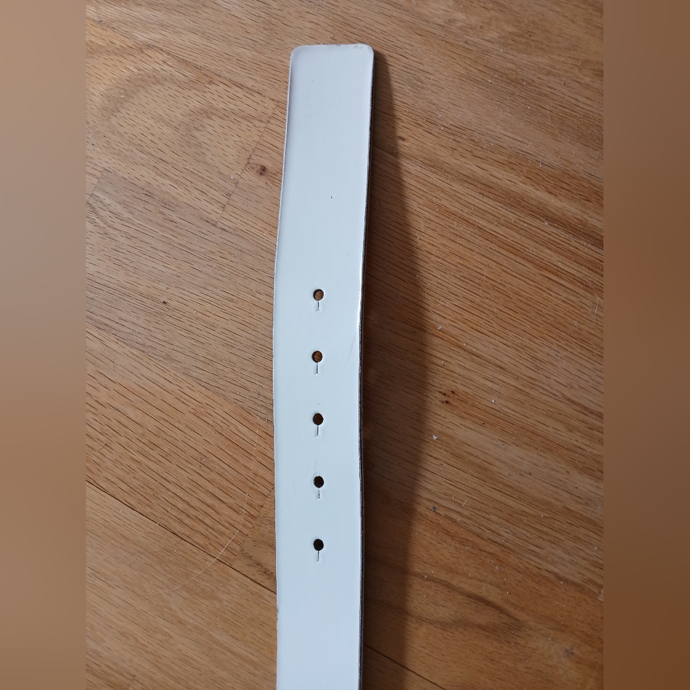 Buffalo White Leather Belt with Embellished Buckle - Picture 3 of 9